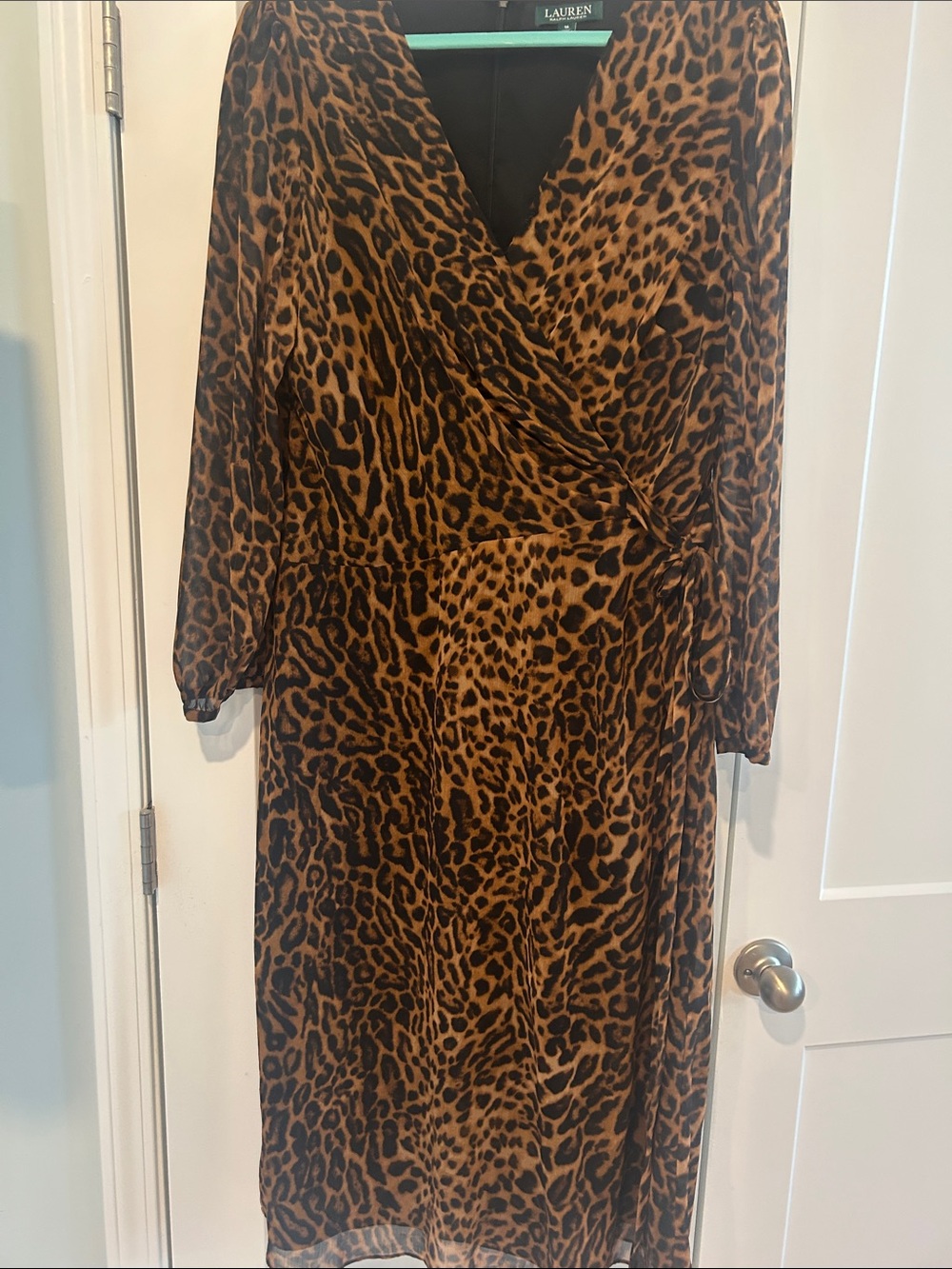 Lauren Ralph Lauren Leopard Print Wrap Dress - Tan/Black Worn only once Like New